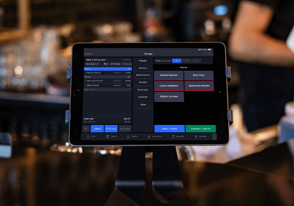 Lightspeed POS system used by staff in a Luxembourg restaurant